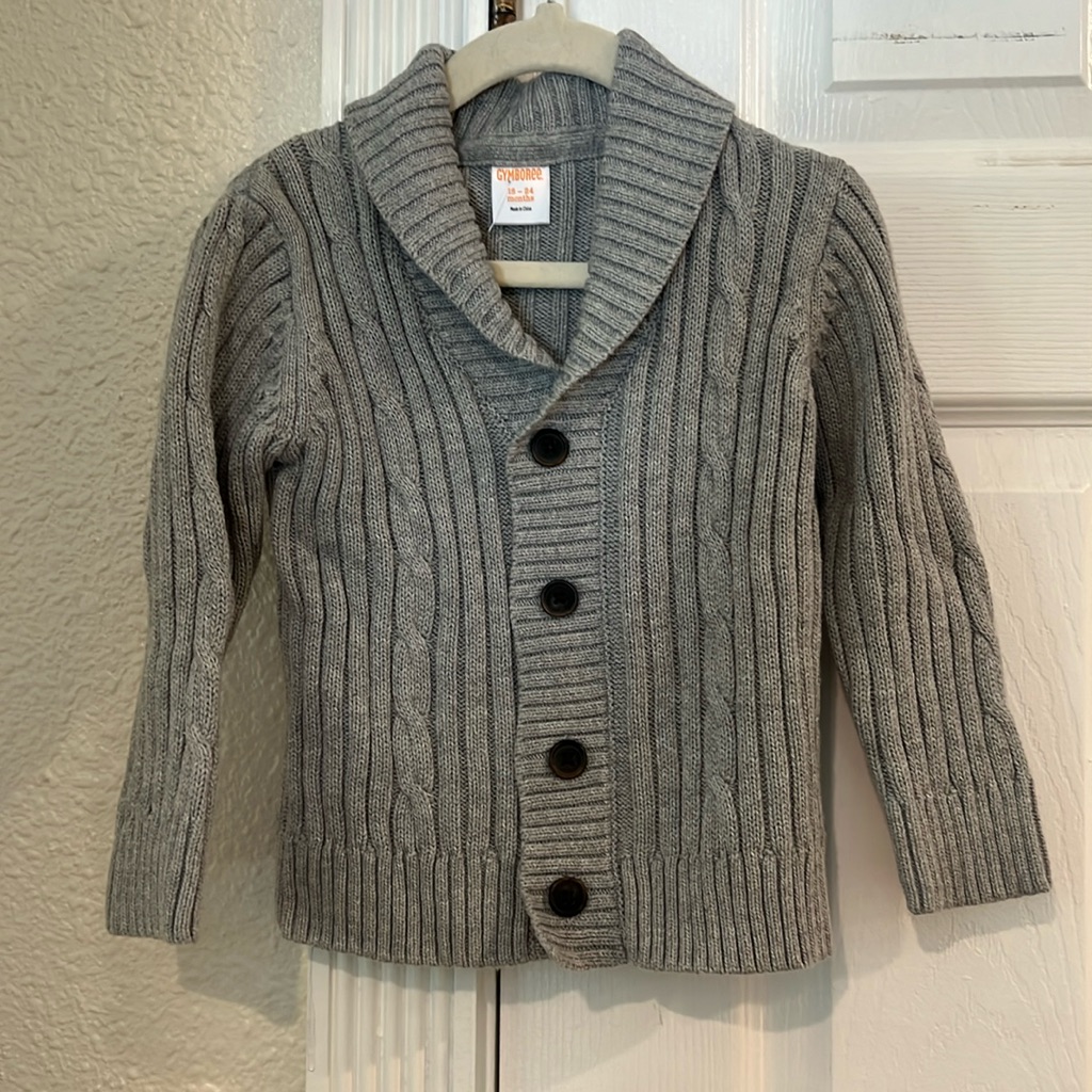 Gymboree Gray Cable Knit Cardigan With Shawl Collar Nwot